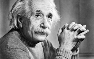 B&W photographic portrait of Albert Einstein, 1948