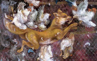 fox in the hen house illustration