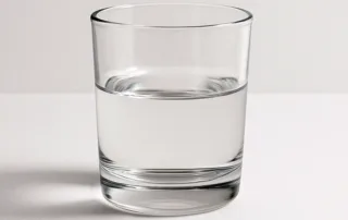 half full glass of water, symbolising that although AI hurts brand loyalty, it helps marketing